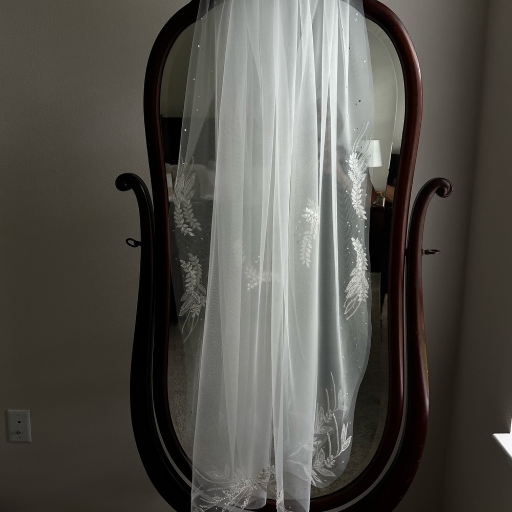 Lt Ivory (lace & Rhinestones) Waist Length Veil
